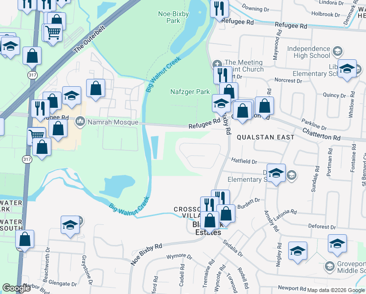 map of restaurants, bars, coffee shops, grocery stores, and more near 4772 Nieles Edge Drive in Columbus