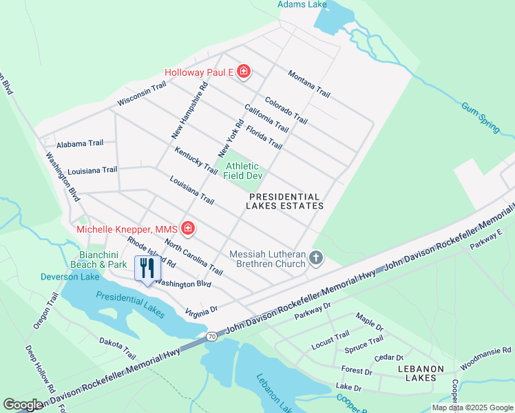 map of restaurants, bars, coffee shops, grocery stores, and more near 402 Kentucky Trail in Pemberton Township