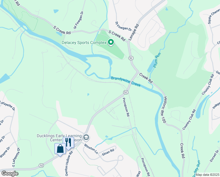 map of restaurants, bars, coffee shops, grocery stores, and more near 3 Brandyridge Drive in West Chester