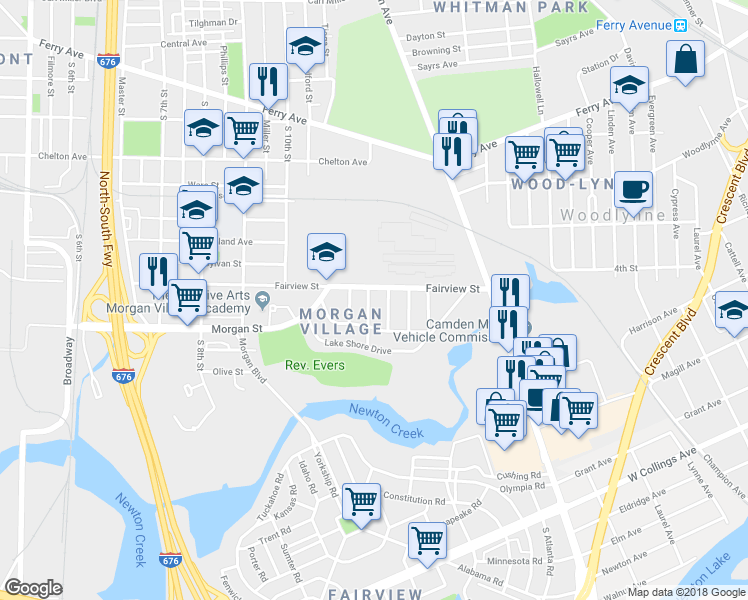 map of restaurants, bars, coffee shops, grocery stores, and more near 2412 South 12th Street in Camden