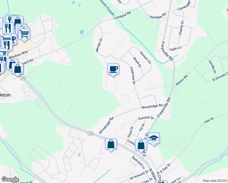 map of restaurants, bars, coffee shops, grocery stores, and more near 430 Sarah Woods Dr in Red Lion