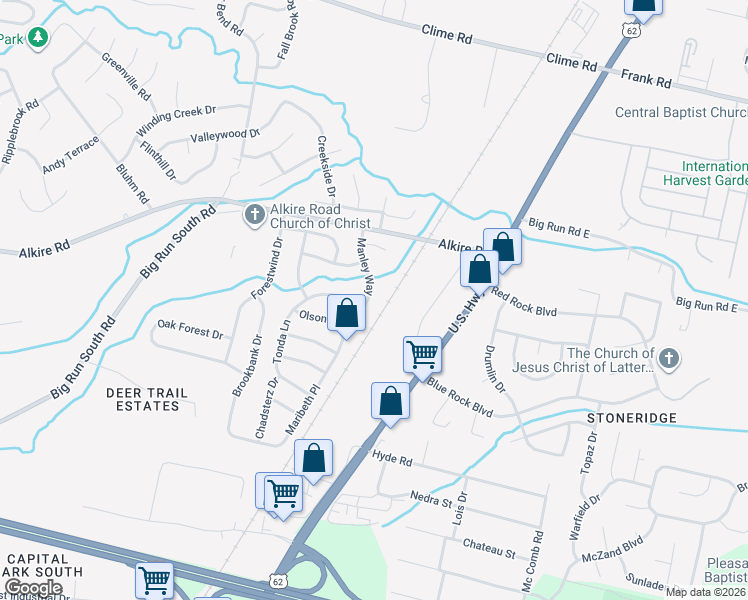 map of restaurants, bars, coffee shops, grocery stores, and more near 2032 Manley Way in Grove City