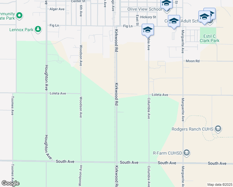 map of restaurants, bars, coffee shops, grocery stores, and more near Kirkwood Road in Corning