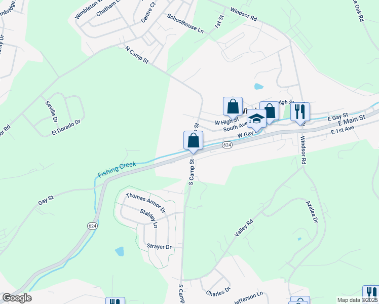 map of restaurants, bars, coffee shops, grocery stores, and more near 182 West Main Street in Windsor