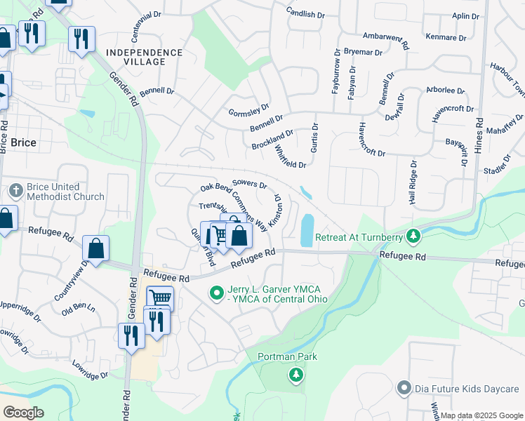 map of restaurants, bars, coffee shops, grocery stores, and more near 3373 Cargin Court in Canal Winchester