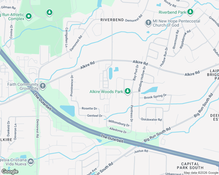 map of restaurants, bars, coffee shops, grocery stores, and more near 1960 Sandy Lake Drive in Grove City