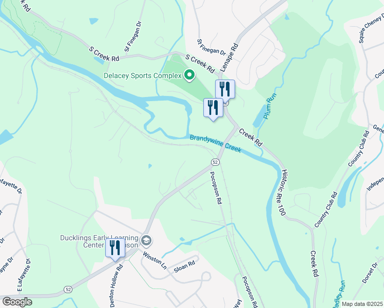 map of restaurants, bars, coffee shops, grocery stores, and more near 3 Brandyridge Drive in West Chester