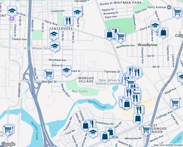 map of restaurants, bars, coffee shops, grocery stores, and more near 2407 South 12th Street in Camden