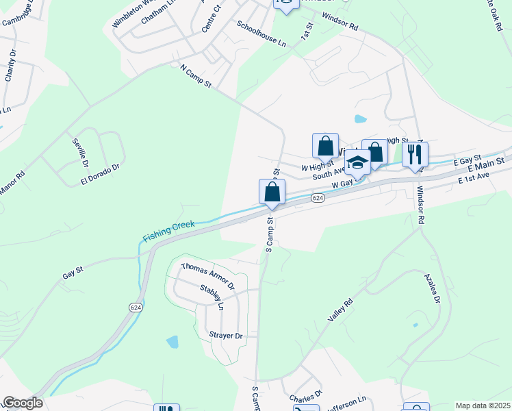 map of restaurants, bars, coffee shops, grocery stores, and more near 182 West Main Street in Windsor