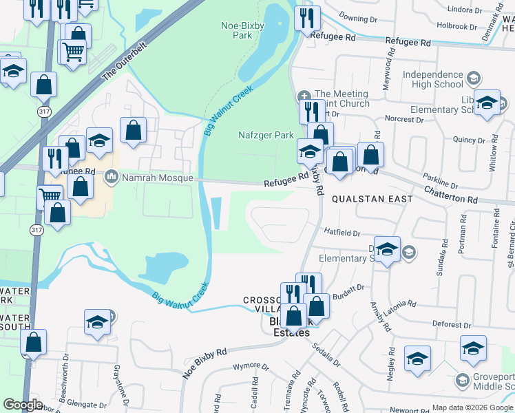 map of restaurants, bars, coffee shops, grocery stores, and more near 4772 Nieles Edge Drive in Columbus