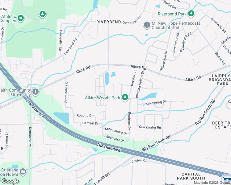 map of restaurants, bars, coffee shops, grocery stores, and more near 1960 Sandy Lake Drive in Grove City