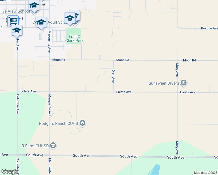 map of restaurants, bars, coffee shops, grocery stores, and more near 23468 Loleta Avenue in Corning