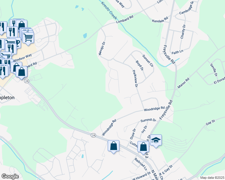map of restaurants, bars, coffee shops, grocery stores, and more near 225 Fawn Loop in Red Lion