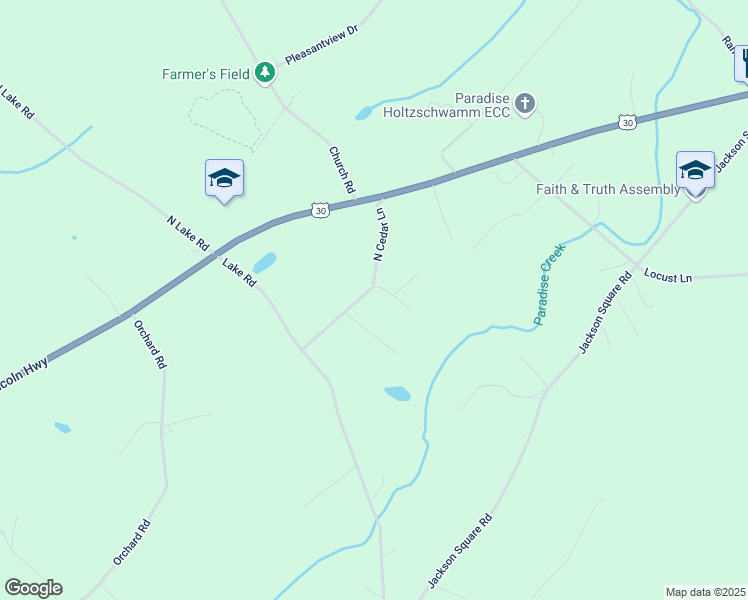 map of restaurants, bars, coffee shops, grocery stores, and more near 43 North Cedar Lane in Thomasville