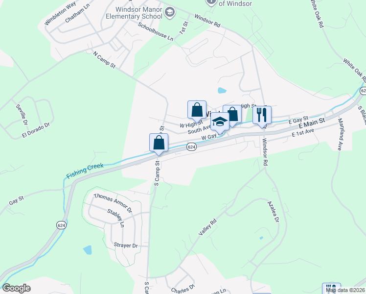 map of restaurants, bars, coffee shops, grocery stores, and more near 177 West 1st Avenue in Windsor