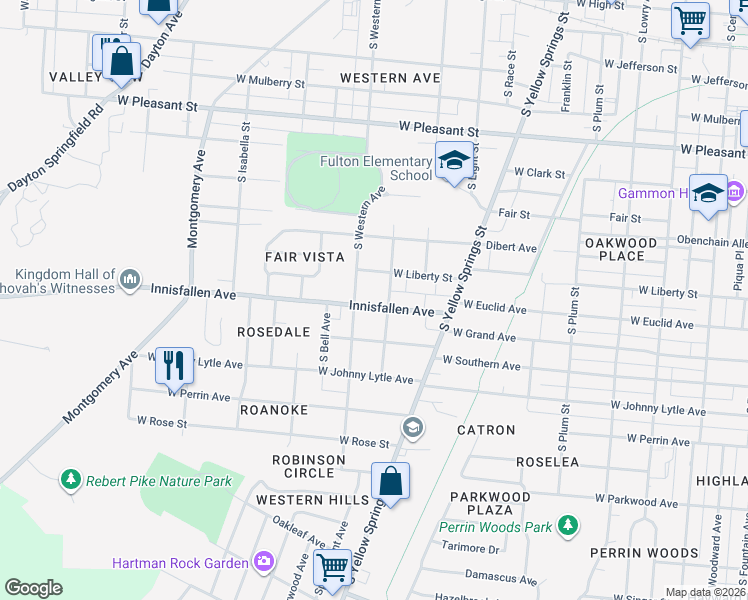 map of restaurants, bars, coffee shops, grocery stores, and more near 907 Innisfallen Avenue in Springfield