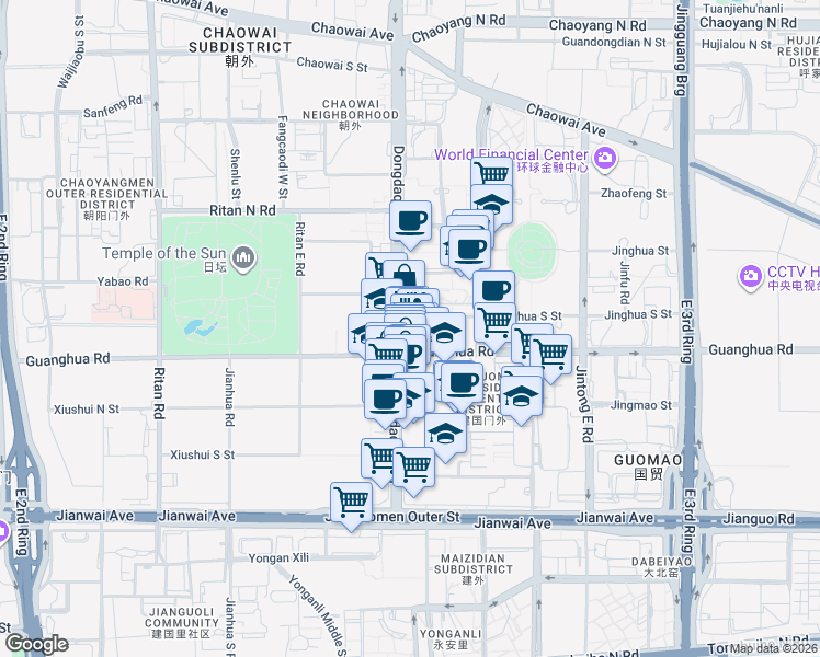 map of restaurants, bars, coffee shops, grocery stores, and more near in 