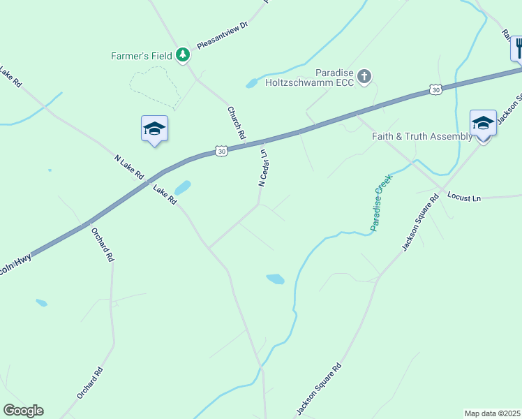 map of restaurants, bars, coffee shops, grocery stores, and more near 43 North Cedar Lane in Thomasville