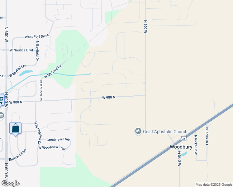 map of restaurants, bars, coffee shops, grocery stores, and more near 5198 West 900 North in McCordsville