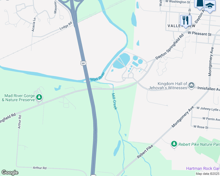 map of restaurants, bars, coffee shops, grocery stores, and more near 2284 Dayton Rd in Springfield