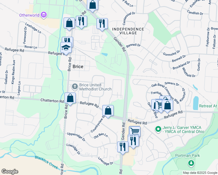 map of restaurants, bars, coffee shops, grocery stores, and more near 3200 Stoudt Place in Canal Winchester