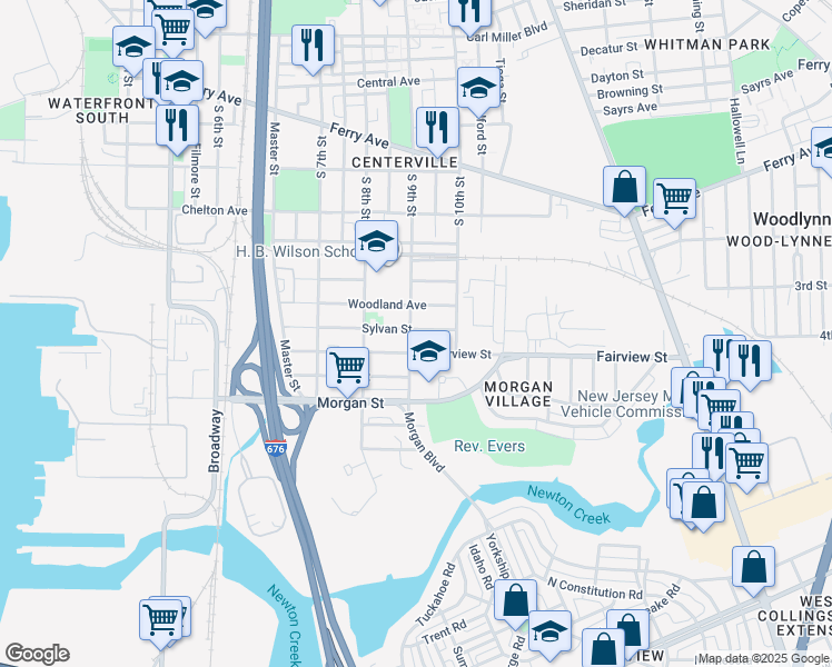 map of restaurants, bars, coffee shops, grocery stores, and more near 839 Sylvan Street in Camden