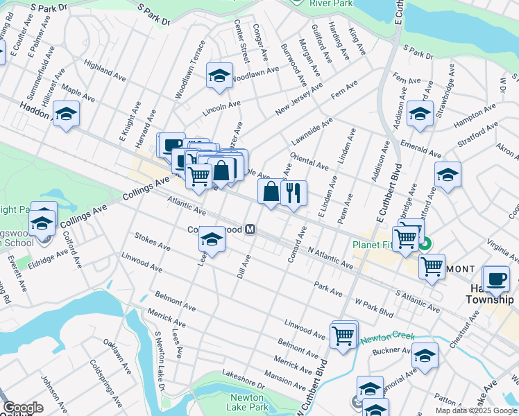map of restaurants, bars, coffee shops, grocery stores, and more near 864 Haddon Avenue in Collingswood