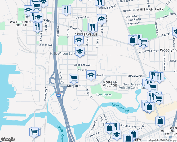 map of restaurants, bars, coffee shops, grocery stores, and more near 839 Sylvan Street in Camden