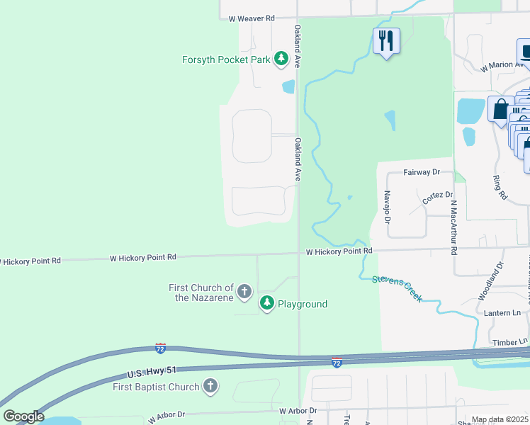 map of restaurants, bars, coffee shops, grocery stores, and more near 1163 Wedgewood Court in Decatur