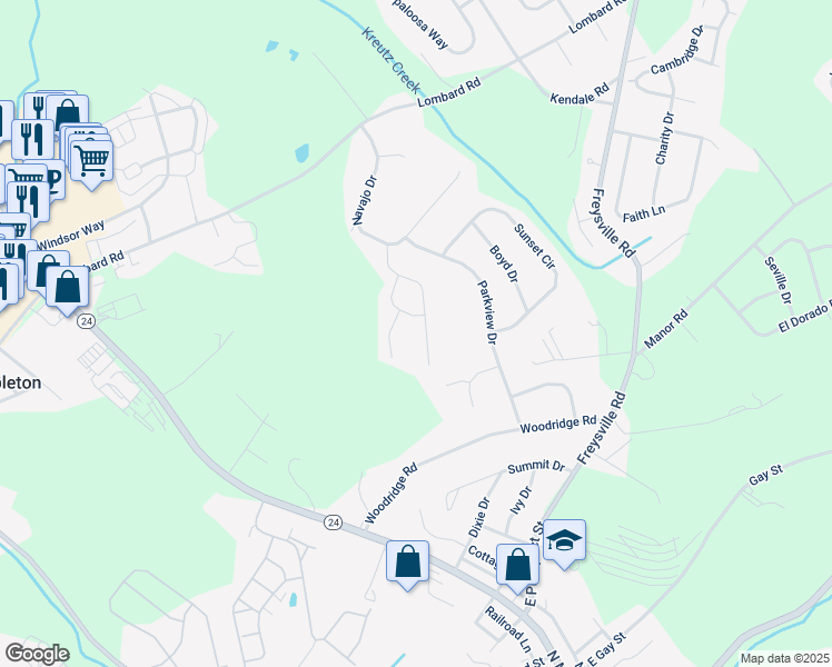 map of restaurants, bars, coffee shops, grocery stores, and more near 422 Sarah Woods Drive in Red Lion