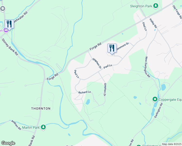 map of restaurants, bars, coffee shops, grocery stores, and more near 6 Paul Lane in Glen Mills