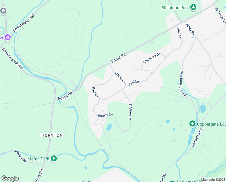 map of restaurants, bars, coffee shops, grocery stores, and more near 20 Paul Lane in Glen Mills