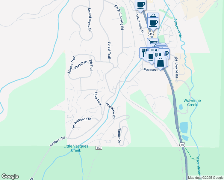 map of restaurants, bars, coffee shops, grocery stores, and more near 404-432 Vasquez Road in Winter Park