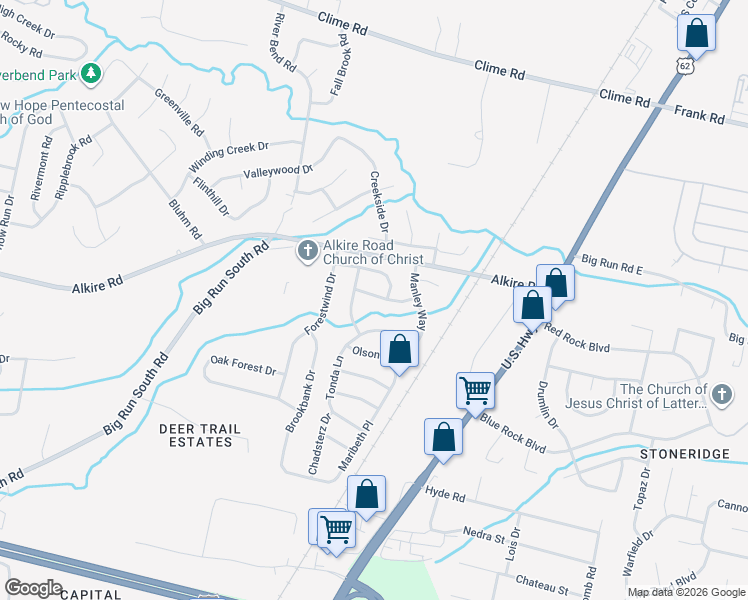 map of restaurants, bars, coffee shops, grocery stores, and more near 2987 Crocker Run Road in Grove City