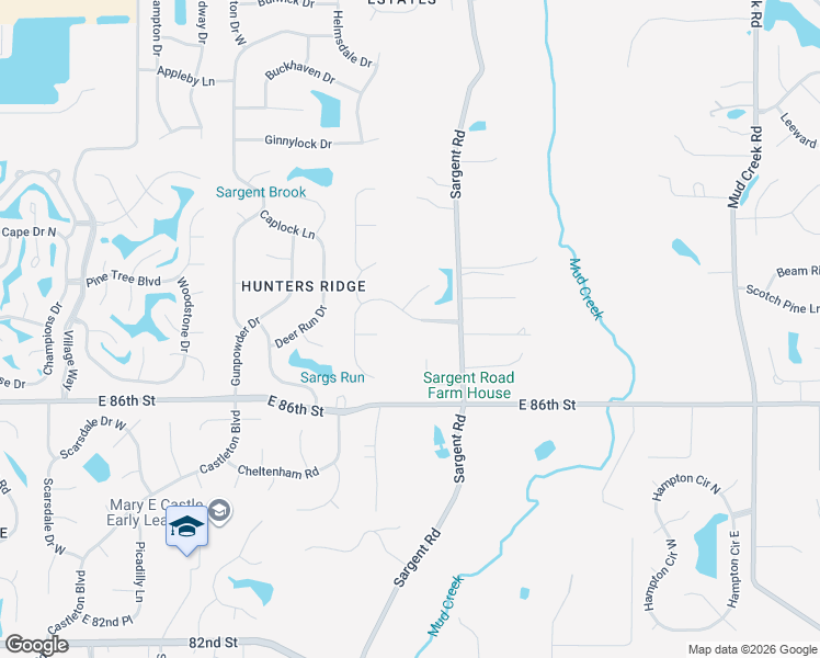 map of restaurants, bars, coffee shops, grocery stores, and more near 9053 Sargent Creek Drive in Indianapolis
