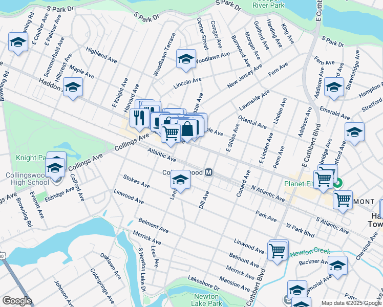 map of restaurants, bars, coffee shops, grocery stores, and more near 820 Haddon Avenue in Collingswood