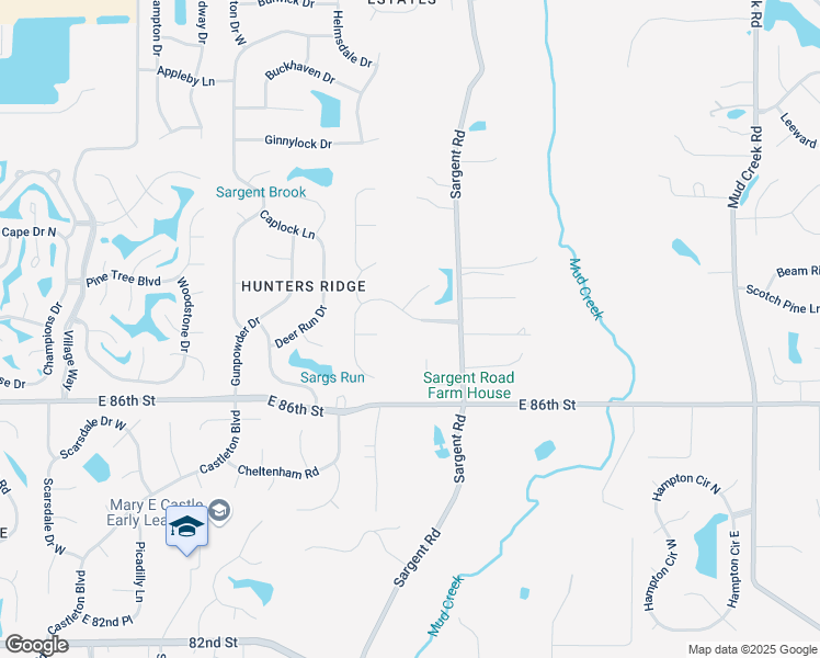 map of restaurants, bars, coffee shops, grocery stores, and more near 9053 Sargent Creek Drive in Indianapolis