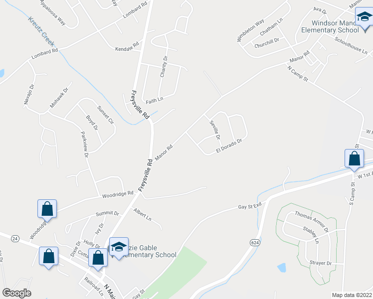 map of restaurants, bars, coffee shops, grocery stores, and more near 506 El Dorado Drive in Red Lion