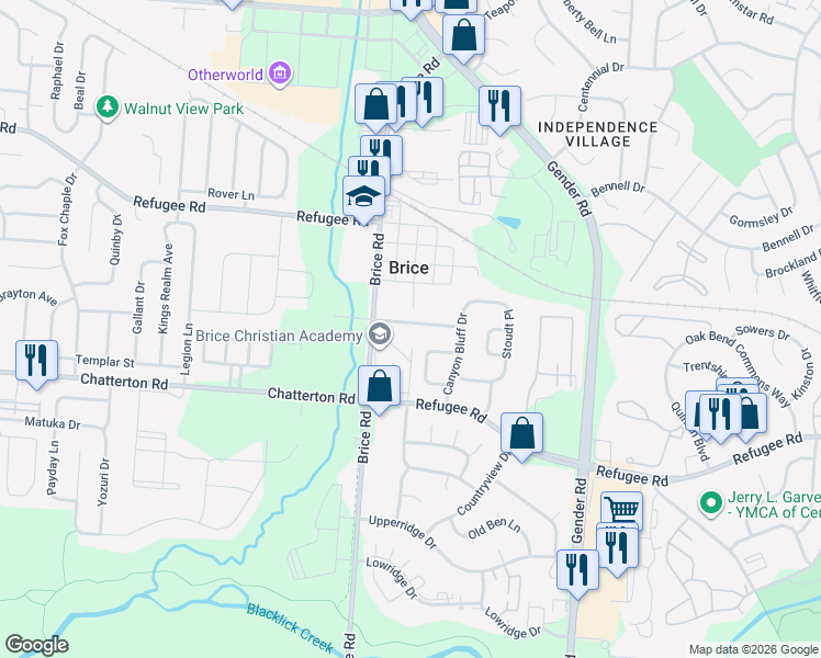 map of restaurants, bars, coffee shops, grocery stores, and more near 6143 Kensington Glen Drive in Canal Winchester