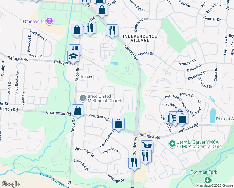 map of restaurants, bars, coffee shops, grocery stores, and more near 3200 Stoudt Place in Canal Winchester