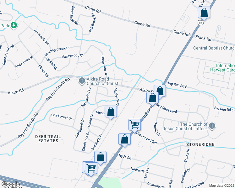 map of restaurants, bars, coffee shops, grocery stores, and more near 1970 Manley Way in Grove City