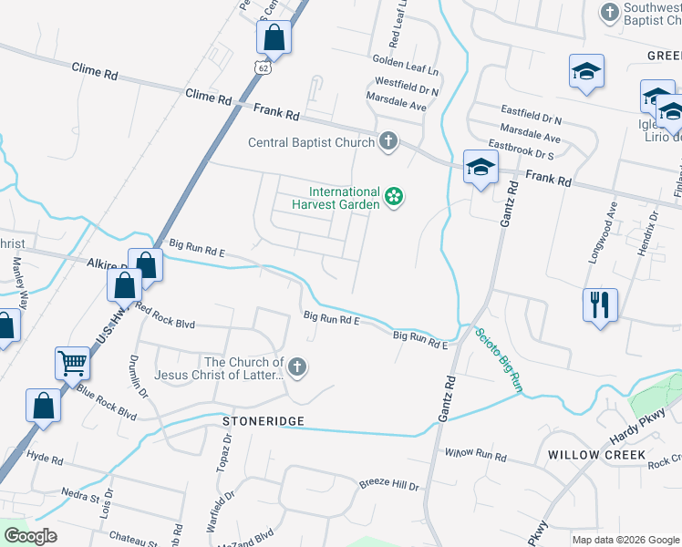 map of restaurants, bars, coffee shops, grocery stores, and more near 2006 Bluff Run Court in Grove City