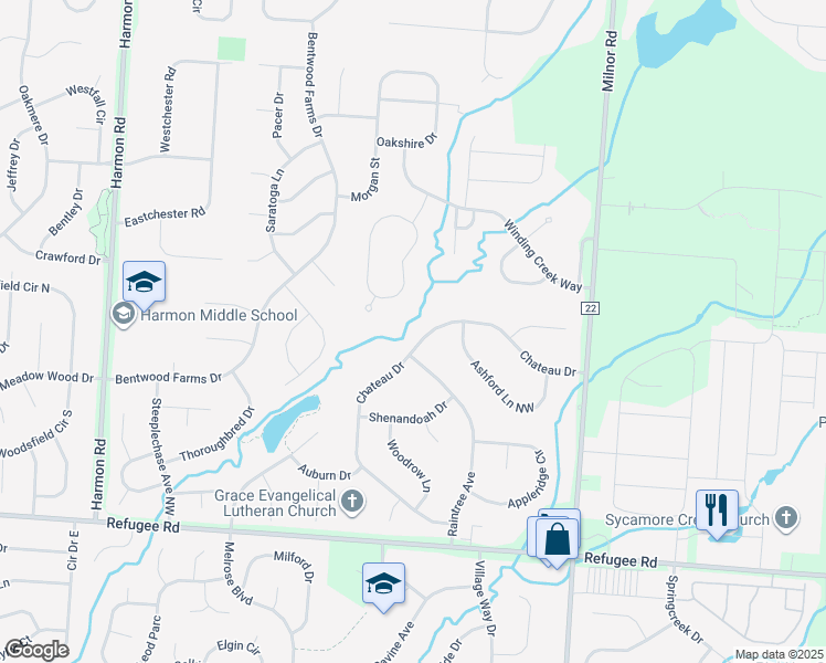 map of restaurants, bars, coffee shops, grocery stores, and more near 8804 Chateau Dr in Pickerington