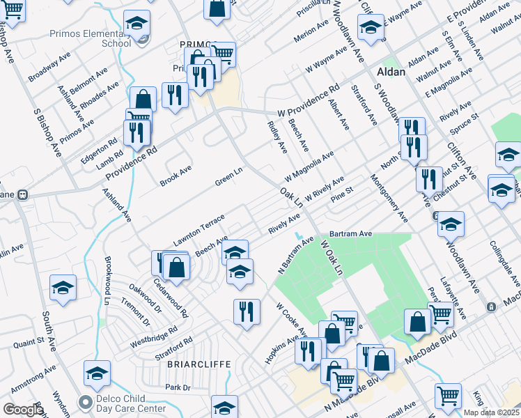 map of restaurants, bars, coffee shops, grocery stores, and more near 650 Magnolia Avenue in Glenolden