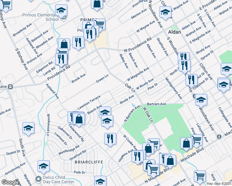 map of restaurants, bars, coffee shops, grocery stores, and more near 650 Magnolia Avenue in Glenolden