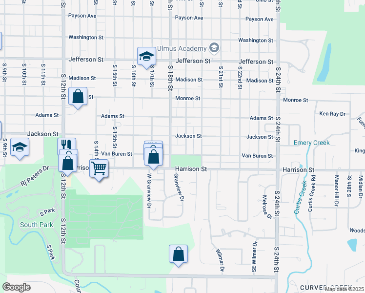 map of restaurants, bars, coffee shops, grocery stores, and more near 1324 South 19th Street in Quincy