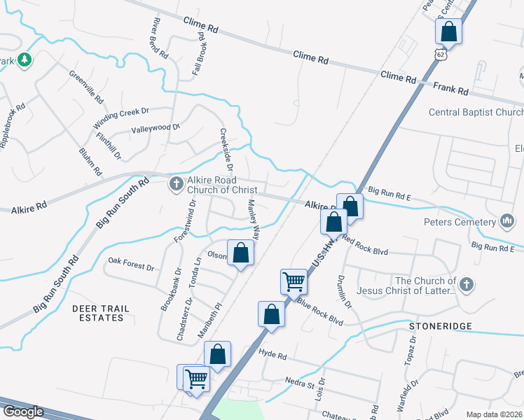 map of restaurants, bars, coffee shops, grocery stores, and more near 1970 Manley Way in Grove City