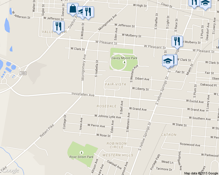 map of restaurants, bars, coffee shops, grocery stores, and more near 1220 Liberty Avenue in Springfield