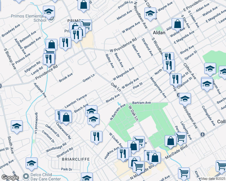 map of restaurants, bars, coffee shops, grocery stores, and more near 604 Beech Avenue in Glenolden
