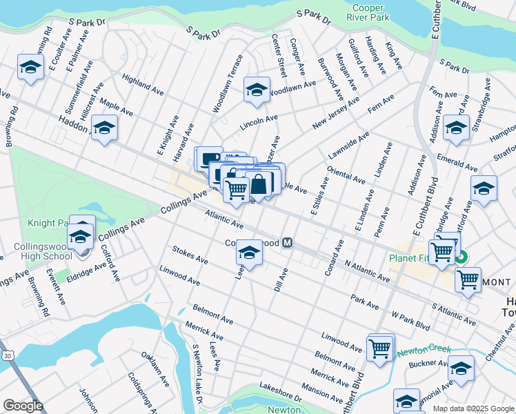 map of restaurants, bars, coffee shops, grocery stores, and more near 820 Haddon Avenue in Collingswood
